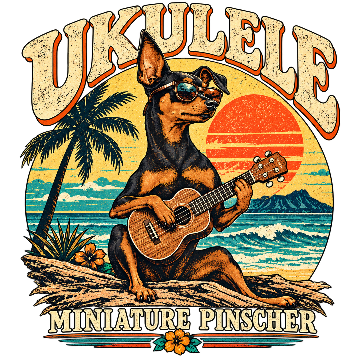 ウクレレとミニチュアピンシャーを組み合わせたJam’s Ukuleleのオリジナルデザイン