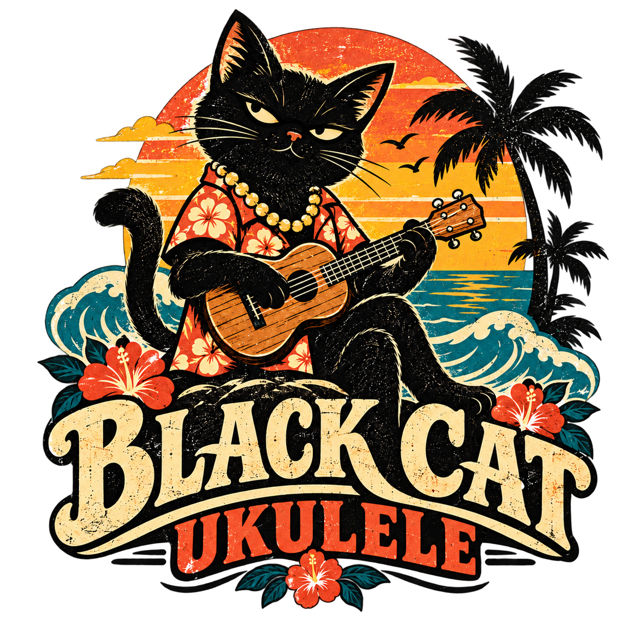 ウクレレと黒猫を組み合わせたJam’s Ukuleleのオリジナルデザイン